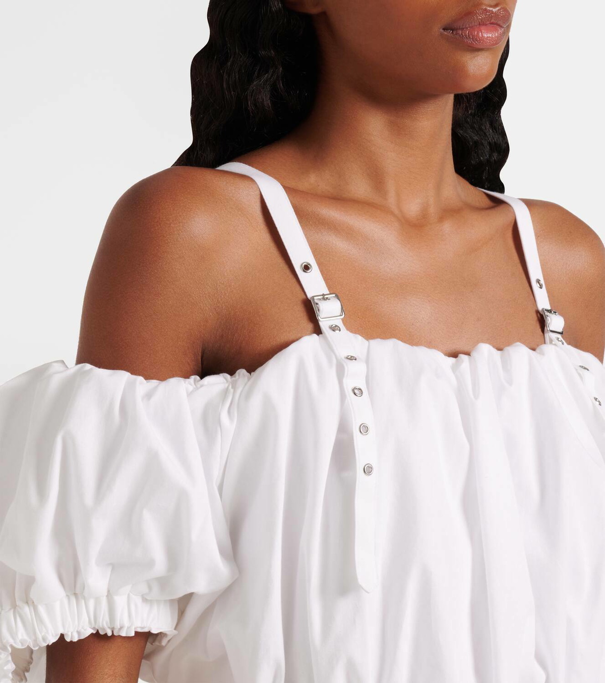 Noir Kei Ninomiya Off-shoulder cotton poplin midi dress