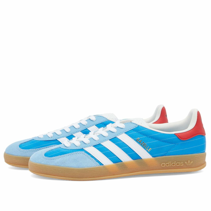 Photo: Adidas Gazelle Indoor in Bright Blue/White/Gum