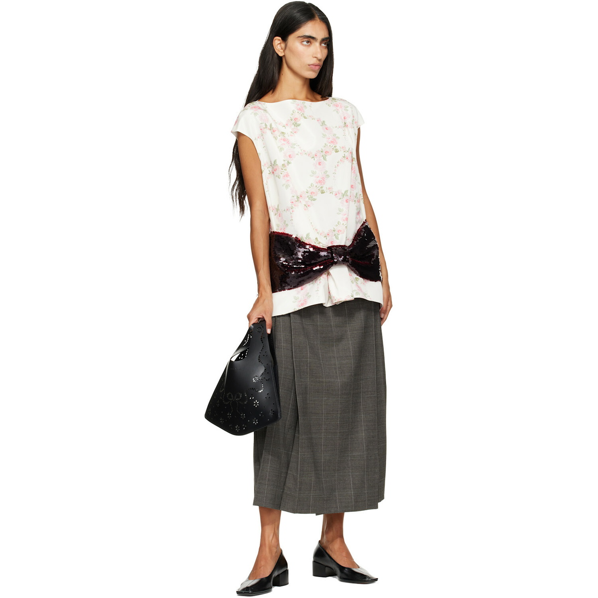 Simone Rocha Black Mini Lasercut Lace Shopper Tote