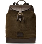 Anderson's - Textured Leather-Trimmed Suede Backpack - Green