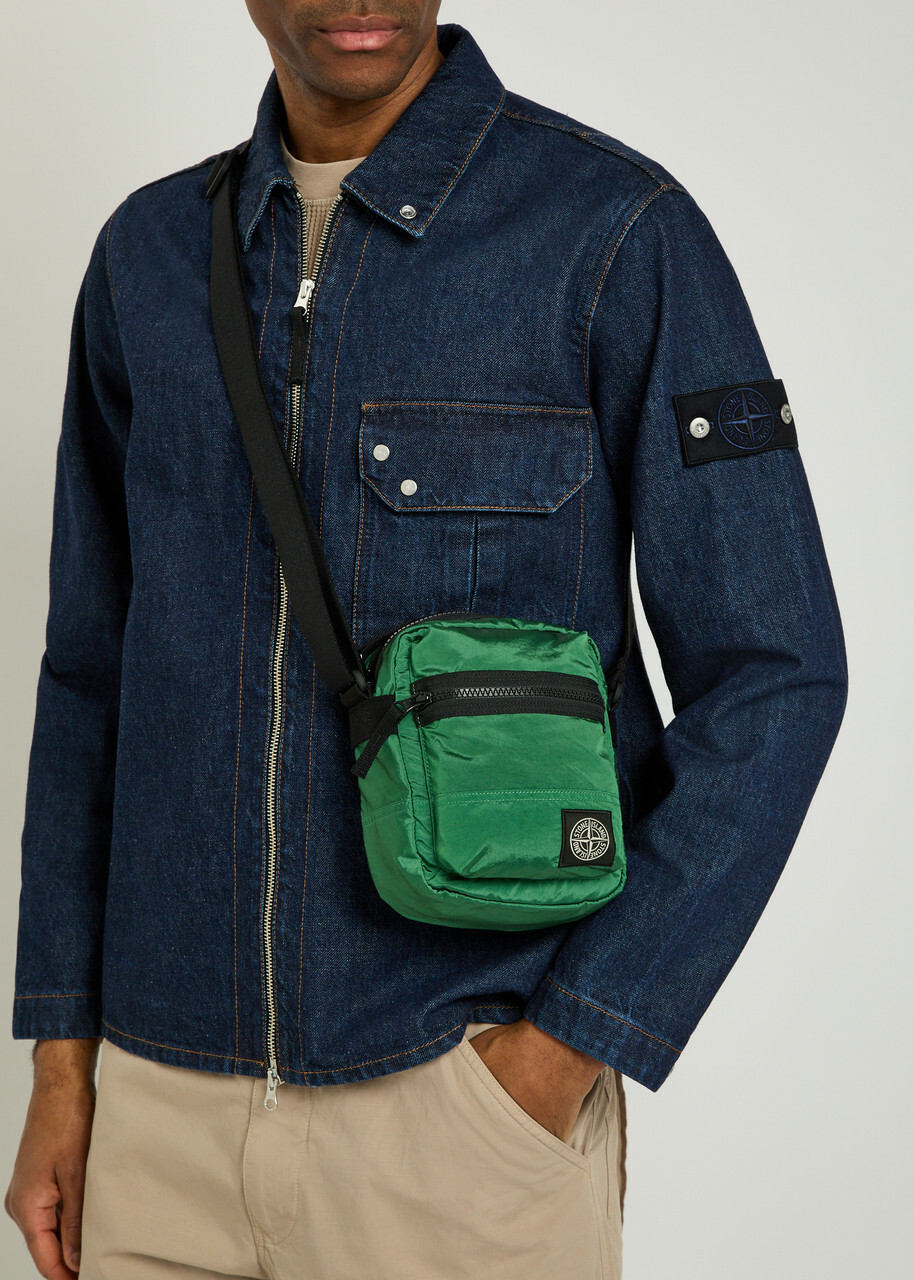 Stone Island Logo-appliquéd Nylon Pouch bag - Green - One Size