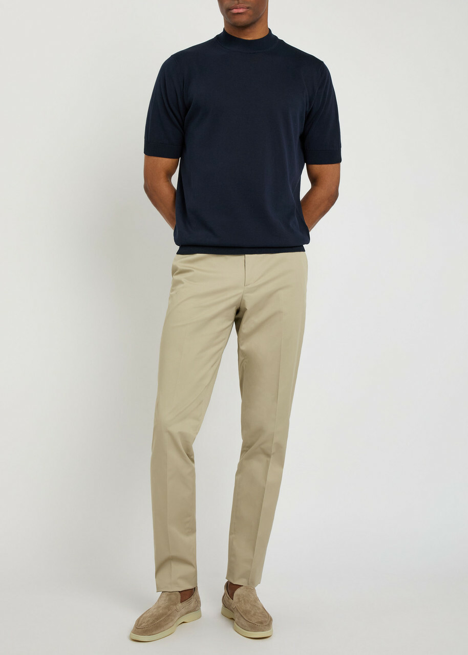 Lardini Fine-knit Cotton T-shirt Navy