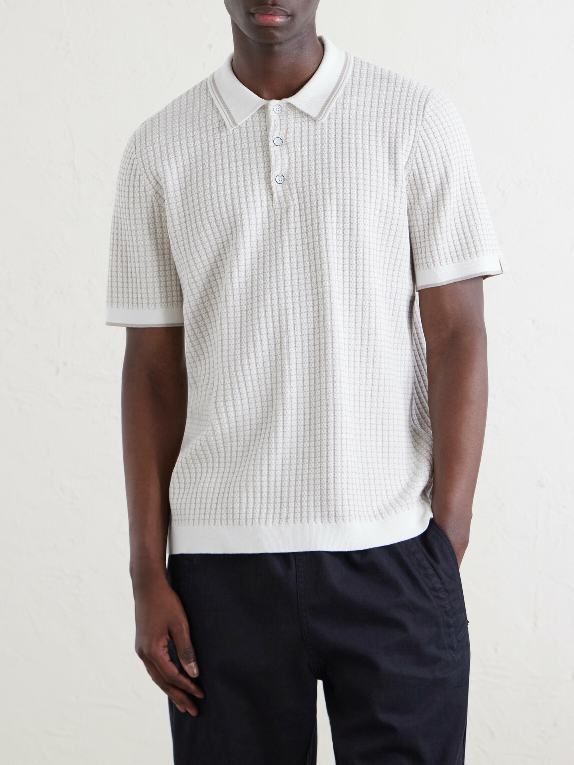 Rag & Bone - Harvey Ribbed Cotton-Blend Polo Shirt - White