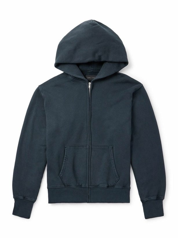 Photo: Les Tien - Garment-Dyed Fleece-Back Cotton-Jersey Zip-Up Hoodie - Black