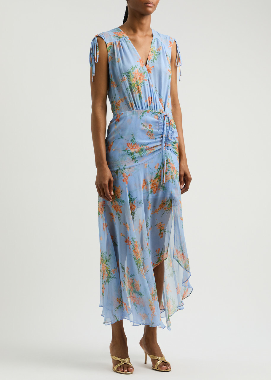 【Veronica Beard】 Dovimaフローラルシルクミディドレス Veronica Beard Dovima Floral-print Silk-chiffon Midi Dress