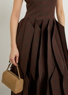 A.W.A.K.E Mode Checked Panelled Woven Midi Dress Brown