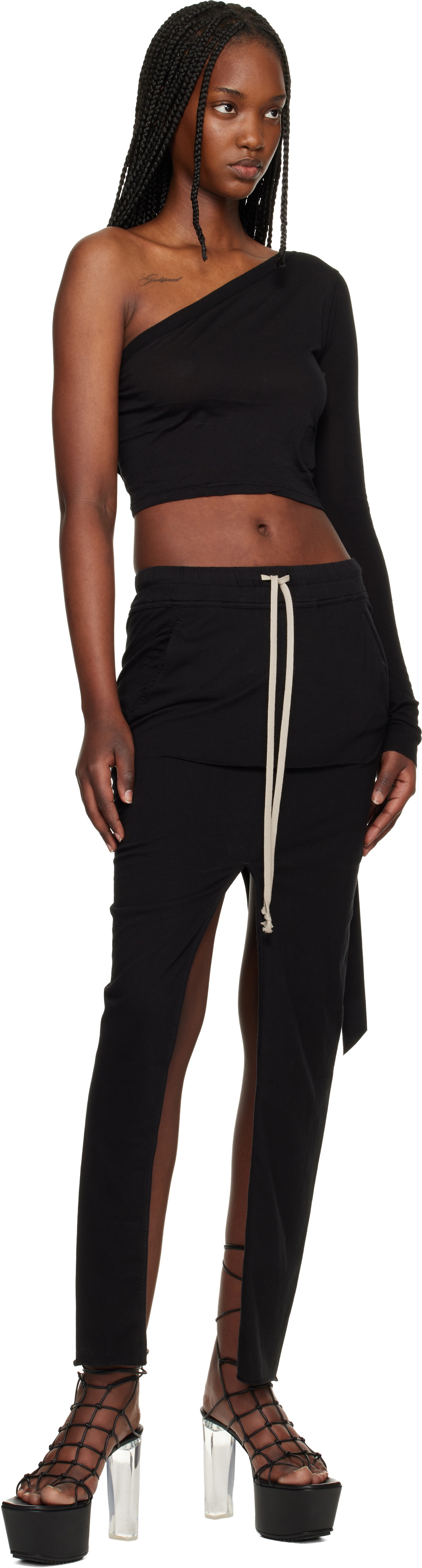 Rick Owens DRKSHDW Black Temple Pull On Sliced Pillar Maxi Skirt