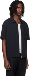 Solid Homme Black Zip Shirt