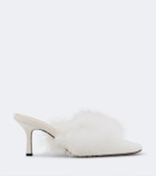 Mach & Mach Bridal feather-trimmed mules