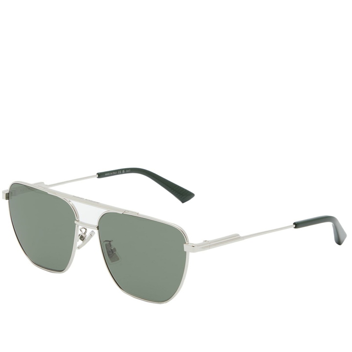Photo: Bottega Veneta Eyewear Men's BV1236S Sunglasses in Silver/Green