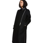Sacai Black Melton Wool and Leather Convertible Trench Coat