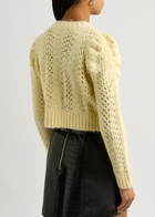 Kitri Matilda Pointelle-knit Cardigan Yellow