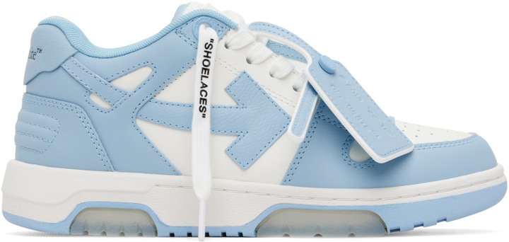 Photo: Off-White Blue & White 'Out Of Office' Calf Leather Sneakers
