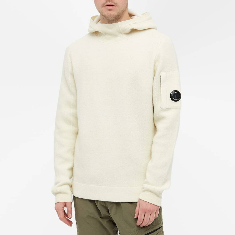 C.P. Company Men's Lambswool Double Knit Hoody in Gauze White C.P.