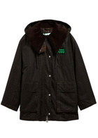 Barbour X Ganni Hooded Tartan wax Cotton Jacket Dark Green