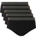 Hamilton and Hare - Five-Pack Seamless Cotton-Blend Briefs - Black
