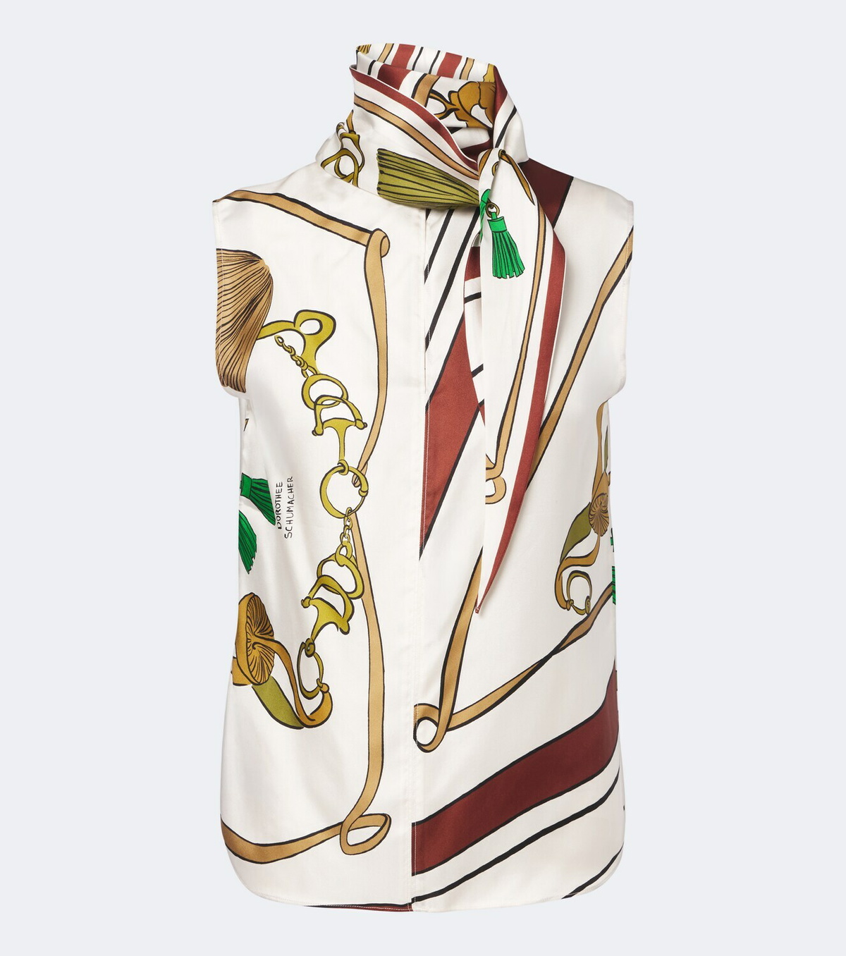 Dorothee Schumacher Cosmic Funghi printed tie-neck silk twill top