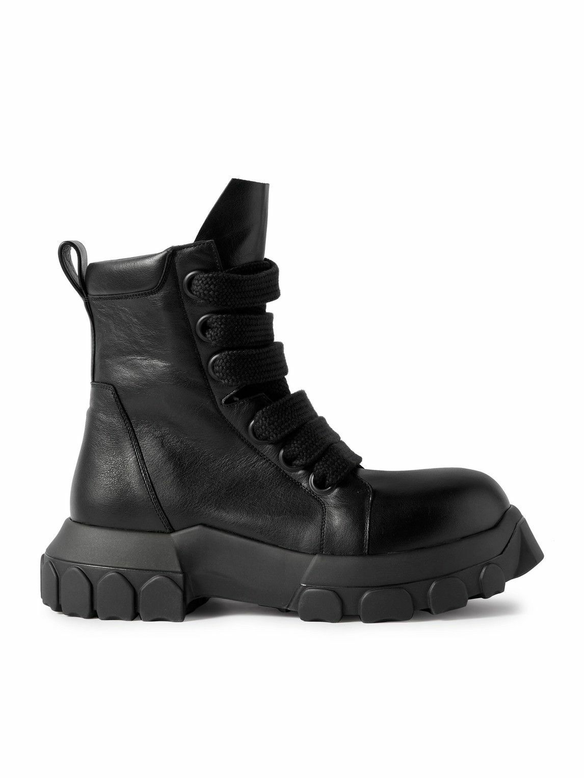 Rick Owens Black and White Hiking Lace-Up Boots Rick Owens
