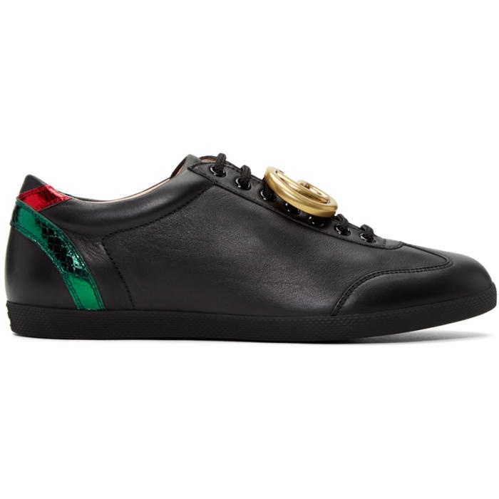 Photo: Gucci Black Leather GG Sneakers