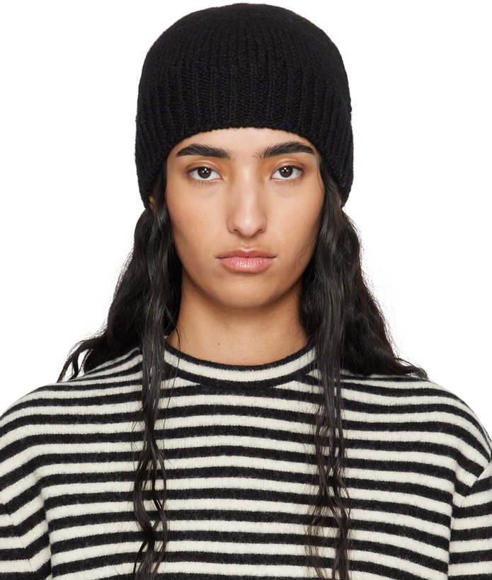 Photo: Jil Sander Black Irregular Texture Wool Beanie