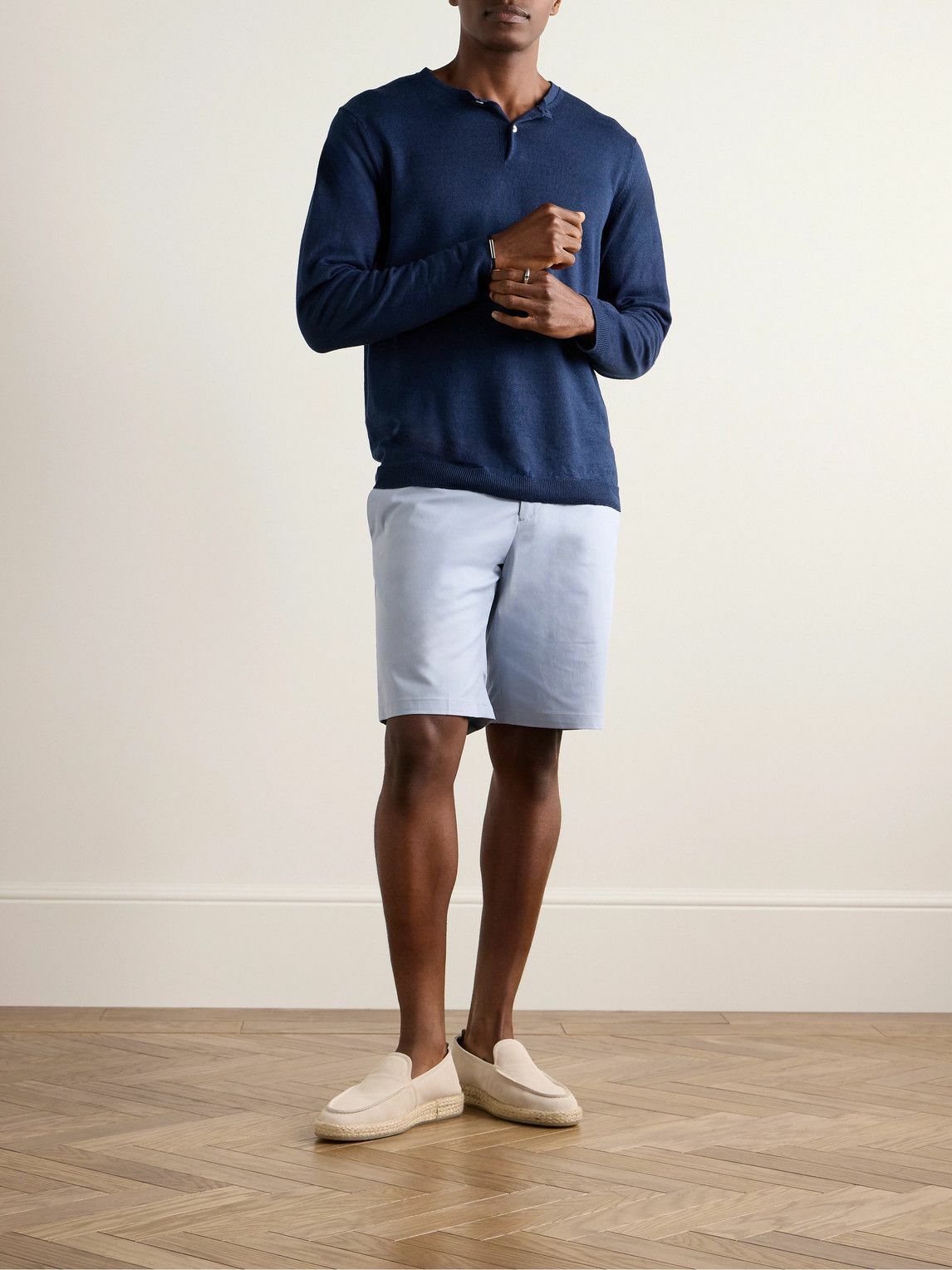 Anderson & Sheppard - Linen Henley T-Shirt - Blue