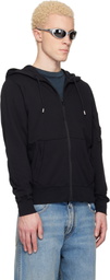 C.P. Company Black Light Fleece Zip Lens Hoodie