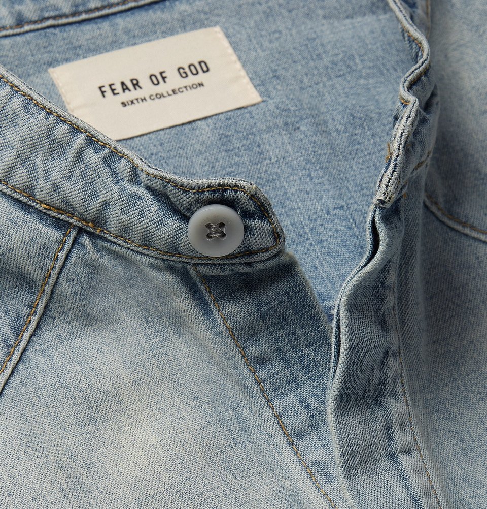 Fear of God - Grandad-Collar Washed-Denim Shirt - Blue Fear Of God