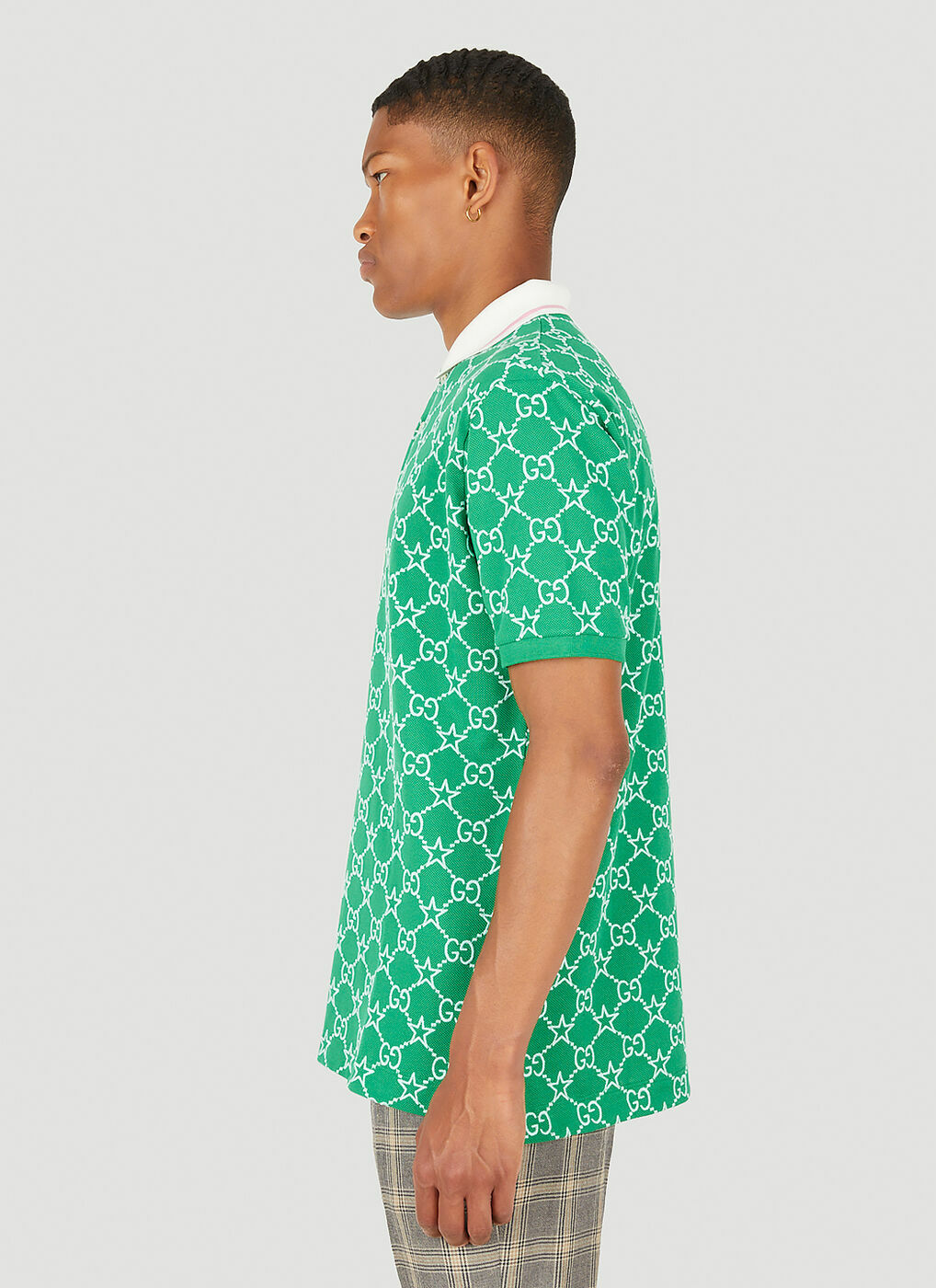 Jersey polo shirt with an all-over jacquard motif