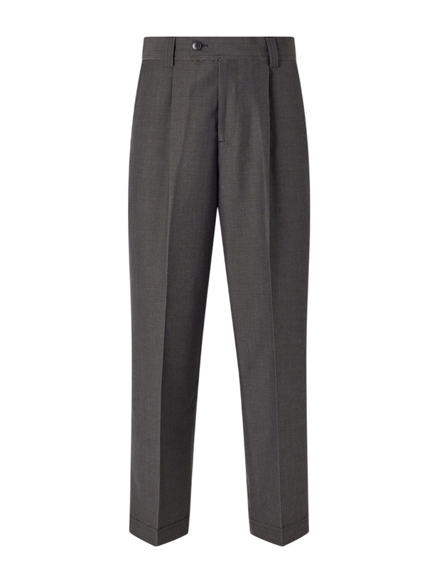 Photo: mfpen - Straight-Leg Pleated Wool Trousers - Gray