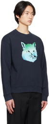 Maison Kitsuné Navy Vibrant Fox Head Sweatshirt