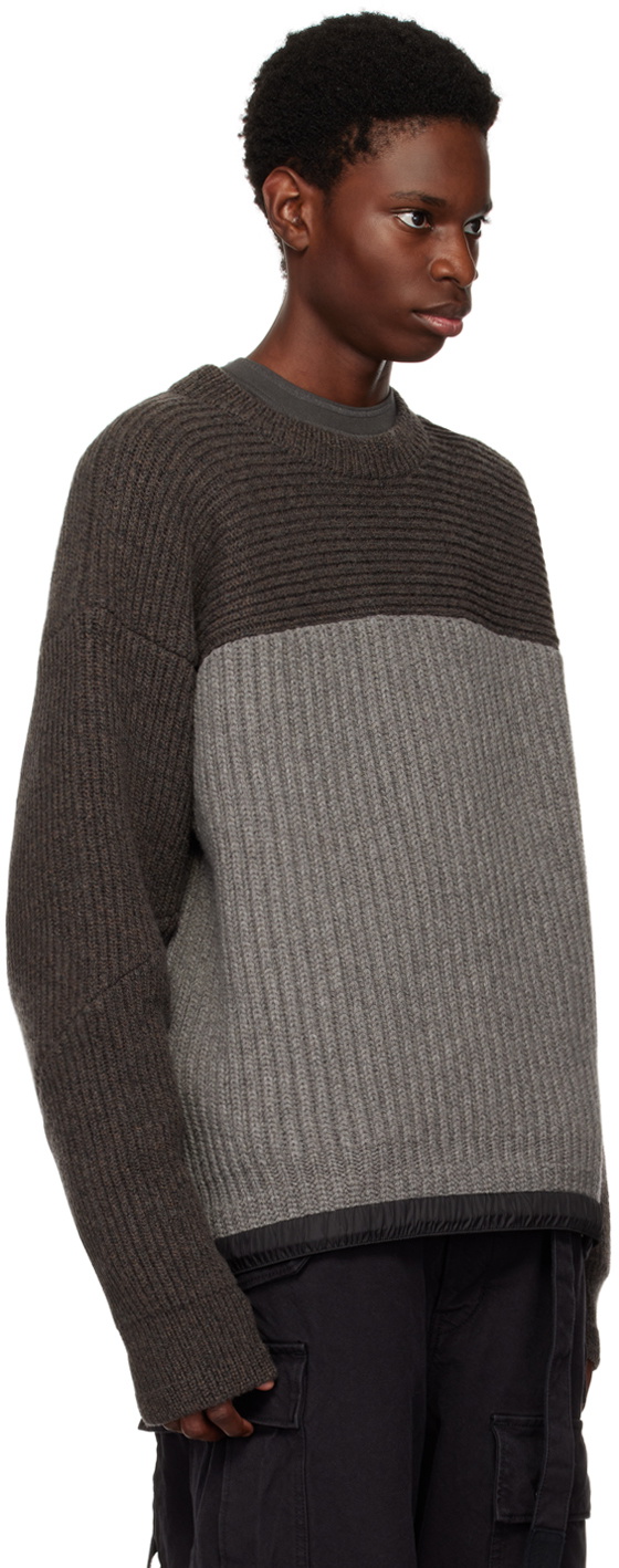 sacai Brown & Gray Sports Mix Sweater Sacai