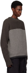 sacai Brown & Gray Sports Mix Sweater