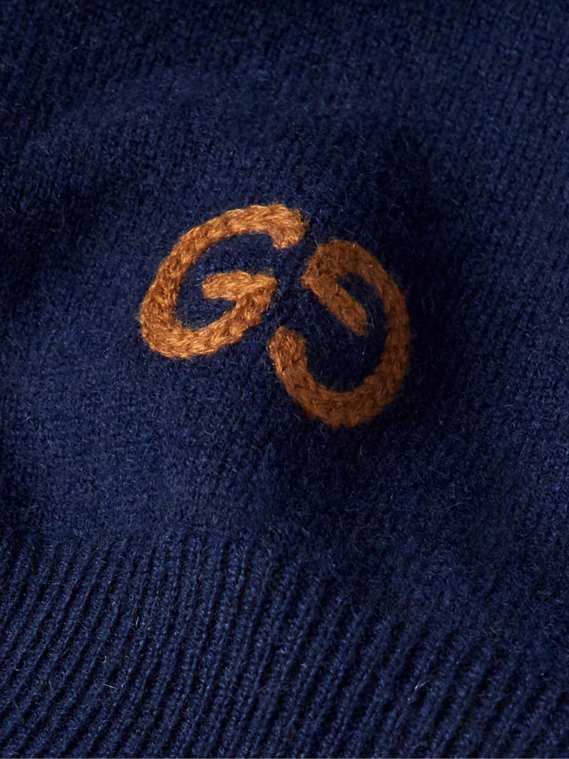GUCCI - Logo-embroidered cashmere sweater - Blue Gucci