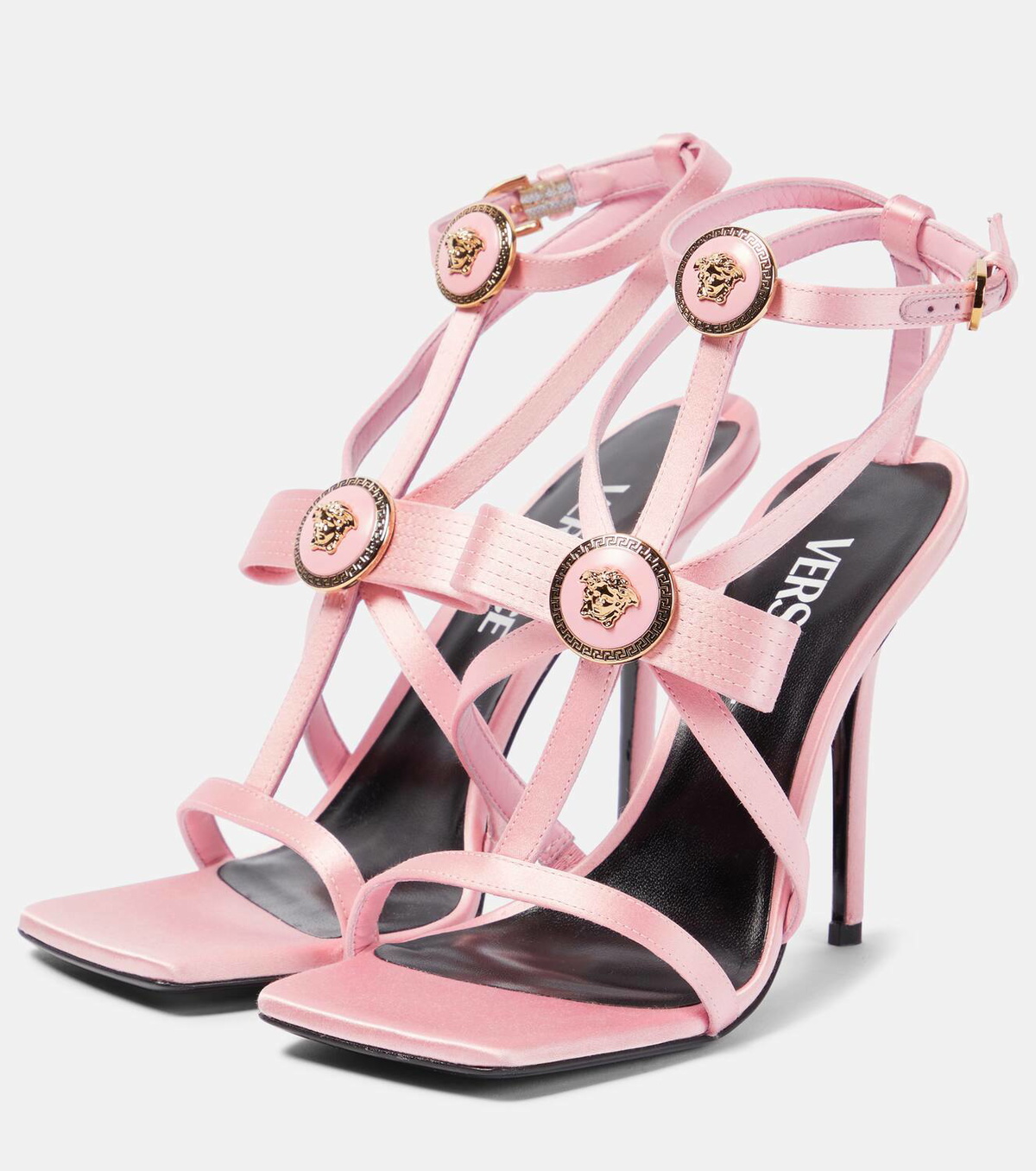 Versace Embellished satin sandals Versace