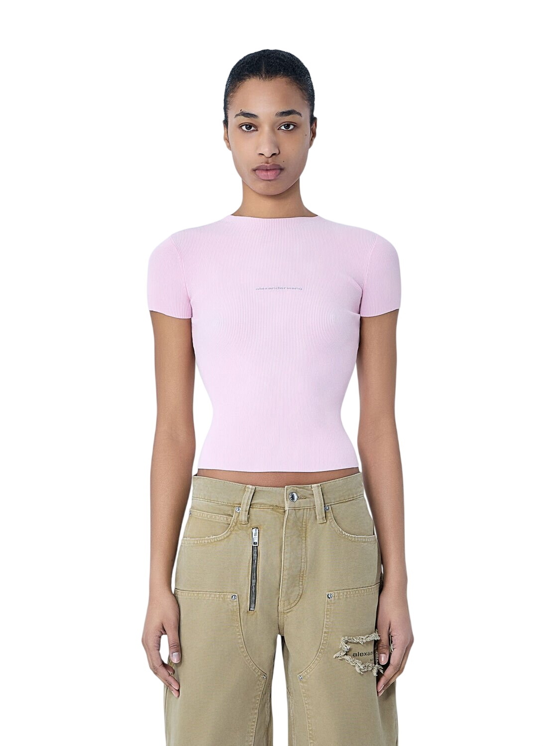 Alexander Wang Pink Semi-Sheer Long Sleeve T-Shirt Alexander Wang