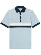 SID MASHBURN - Striped Cotton Polo Shirt - Blue