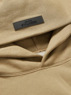 FEAR OF GOD ESSENTIALS - Logo-Flocked Cotton-Blend Jersey Hoodie - Brown