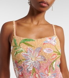 Là Fuori Floral sequined gown