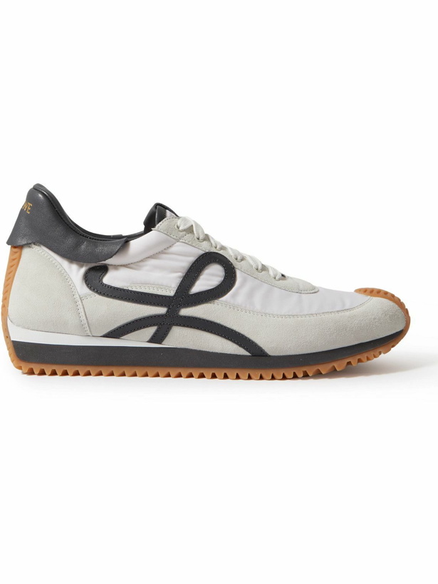 Photo: Loewe - Flow Runner Leather-Trimmed Suede and Shell Sneakers - White