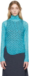 Song for the Mute SSENSE Exclusive Blue Distressed Turtleneck