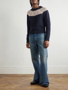 CELINE - Slim-Fit Fair Isle Wool Sweater - Blue