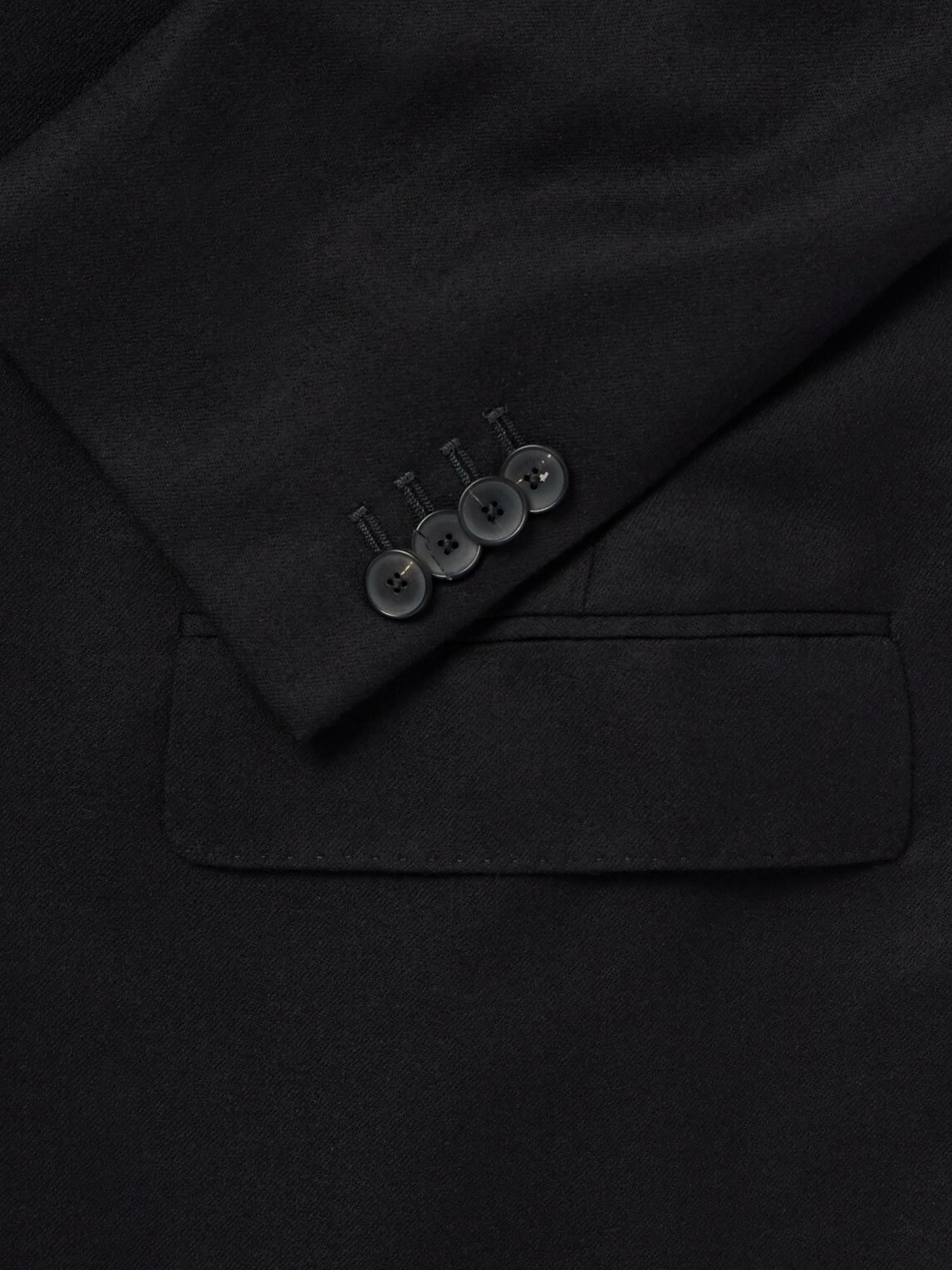 Mr P. - Slim-Fit Double-Breasted Satin-Trimmed Wool-Flannel Blazer - Black