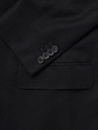 Mr P. - Slim-Fit Double-Breasted Satin-Trimmed Wool-Flannel Blazer - Black