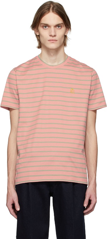 Photo: Etro Pink & Green Jersey Striped T-Shirt