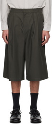 AMOMENTO Brown Two Tuck Wide Shorts