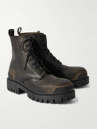 Balenciaga - Strike Distressed Leather Boots - Black
