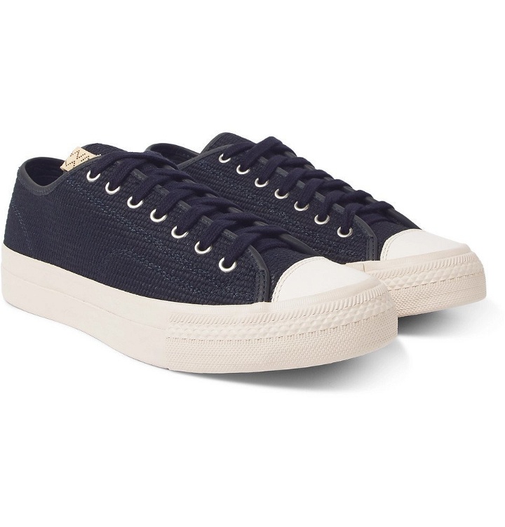 Photo: visvim - Skagway Lo Dogi Woven Canvas and Leather Sneakers - Men - Navy