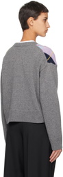 GANNI Gray Harlequin Sweater