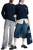 A. P.C. unisex dark blue organic cotton sweatshirt with embroidered logo Blue