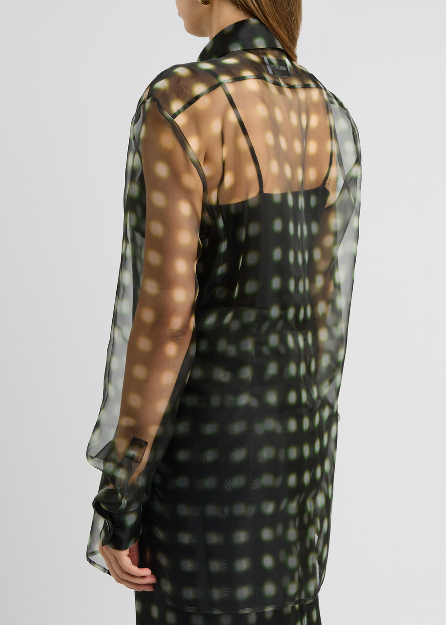 16 Arlington Teverdi Printed Sheer-chiffon Shirt Green